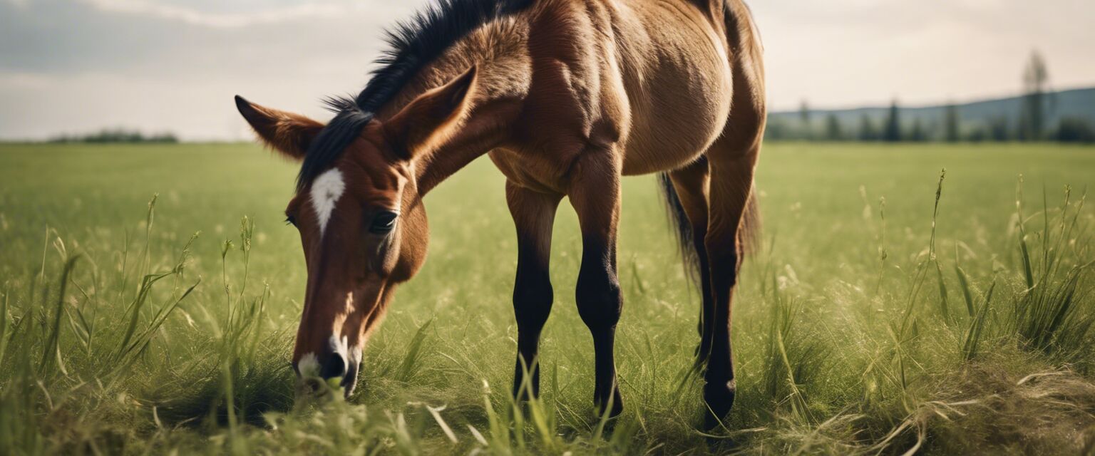 Foal eating hay