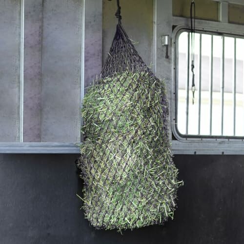 Hay net hanging in a horse stable