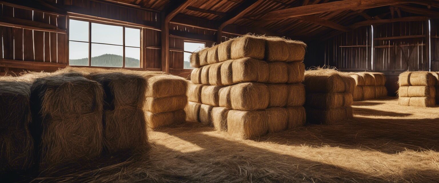 Timothy hay bales in a barn