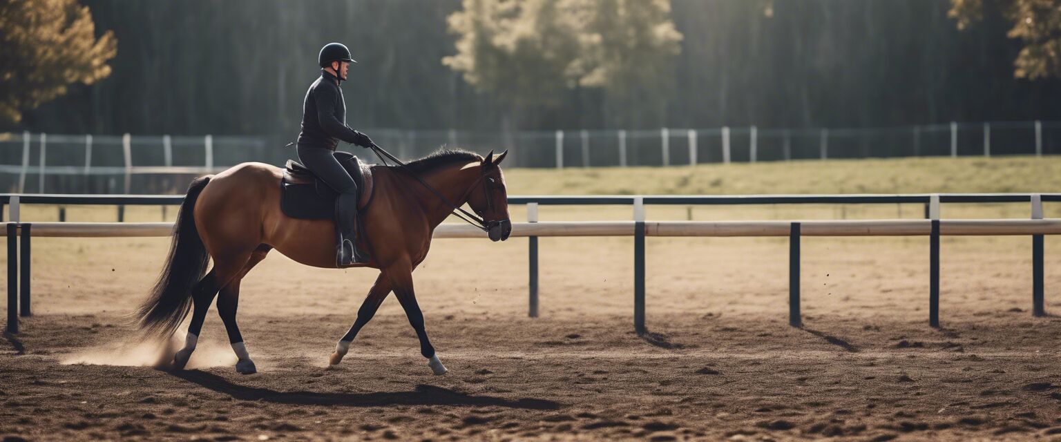 Horse exercising in a ring