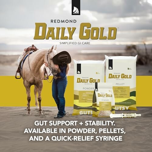 Horse with Redmond Daily Gold supplements in desert setting