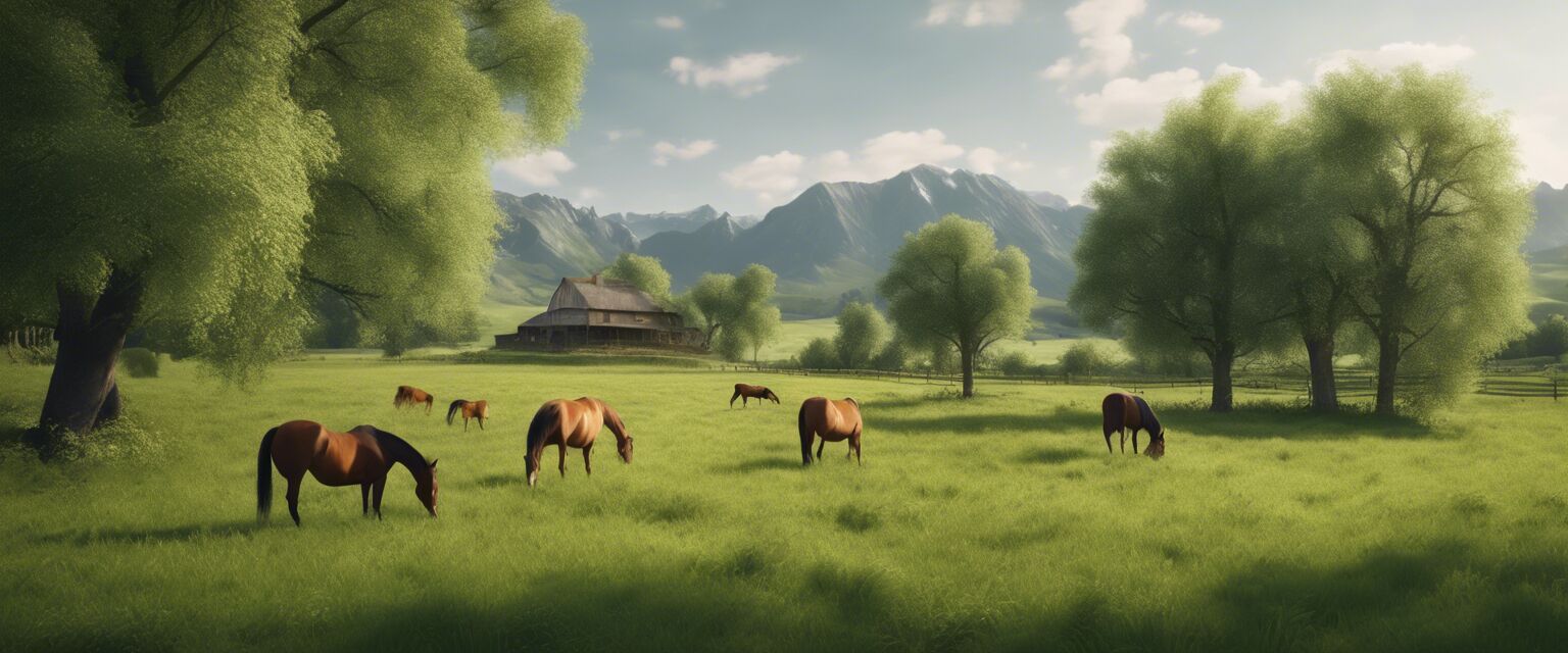 Spring pasture for horses