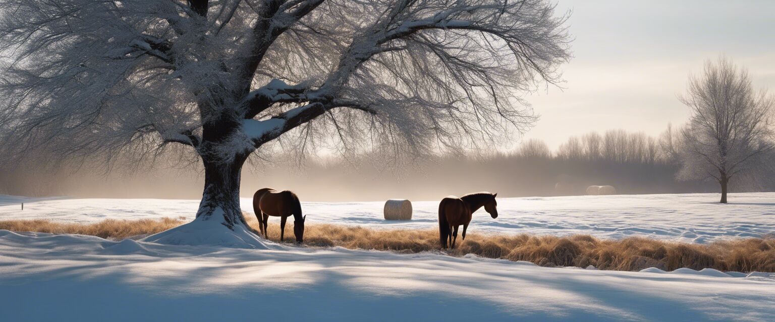 Horse in winter feeding